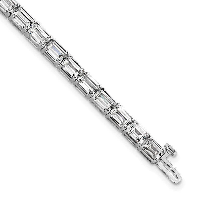 14K Weißgold Im Labor Gezüchtet Diamant Vs/si+ G+ Smaragd Tennis Armband