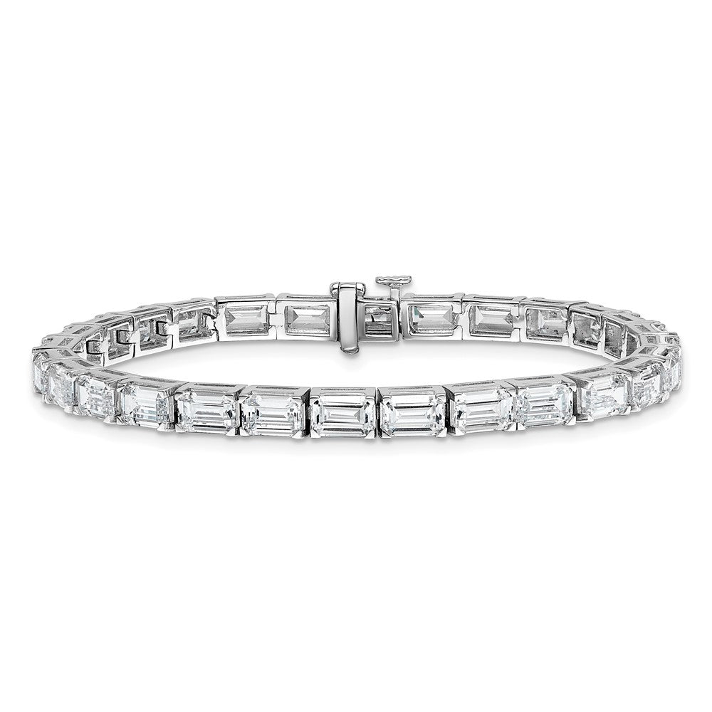 14K Weißgold Im Labor Gezüchtet Diamant Vs/si+ G+ Smaragd Tennis Armband