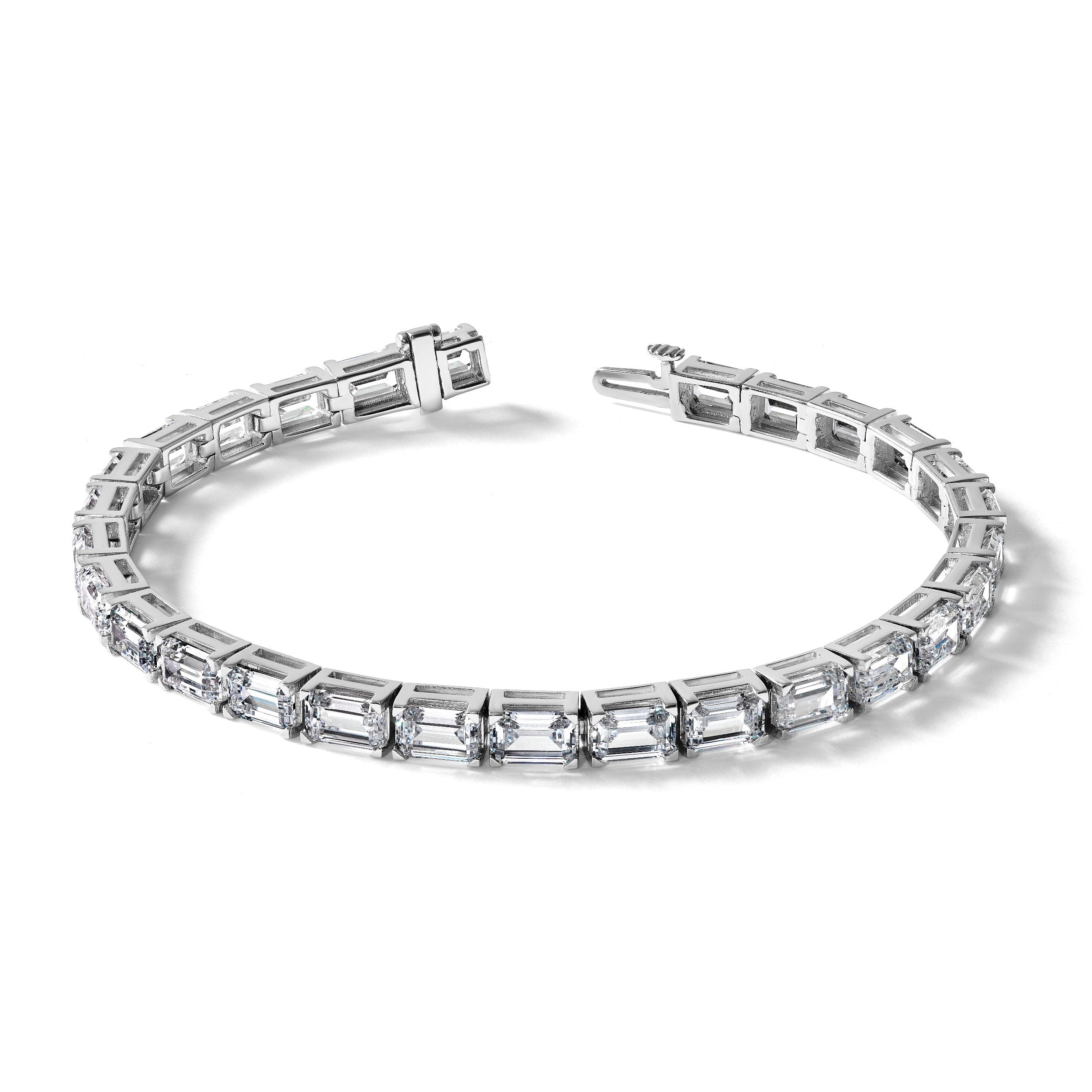 14K Weißgold Im Labor Gezüchtet Diamant Vs/si+ G+ Smaragd Tennis Armband