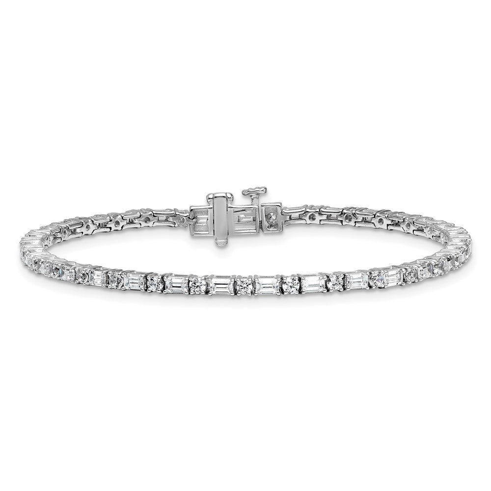 14K Weißgold Zertifiziert Vs/si Fgh Im Labor Gezüchtet Smaragd und Rund Diamant Tenn