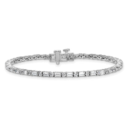 14K Weißgold Vs+ F+ Im Labor Gezüchtet Smaragd und Rund Diamant Tennis Brac