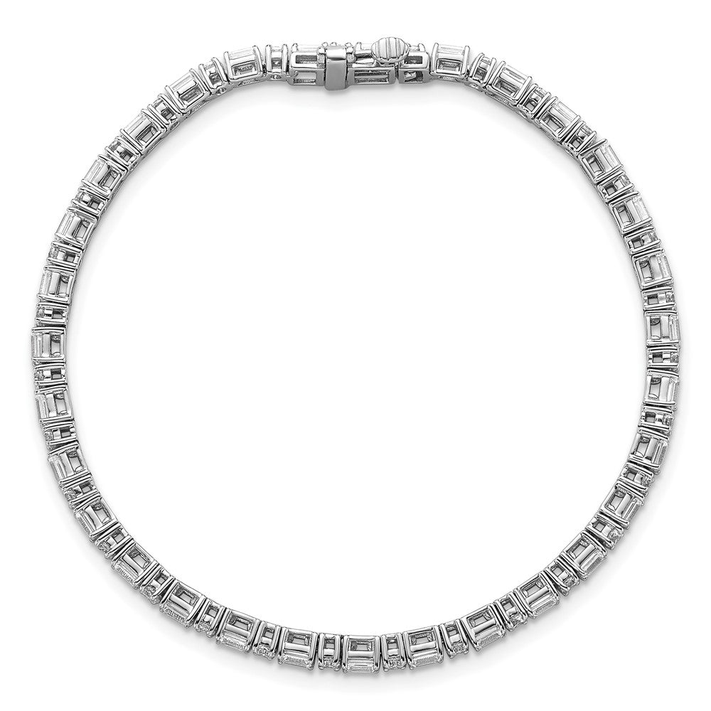 14K Weißgold Zertifiziert Vs/si Fgh Im Labor Gezüchtet Smaragd und Rund Diamant Tenn