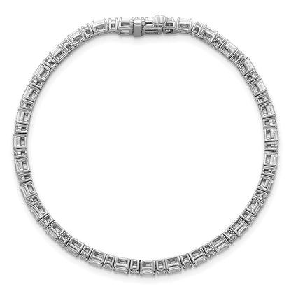 14K Weißgold Zertifiziert Vs/si Fgh Im Labor Gezüchtet Smaragd und Rund Diamant Tenn
