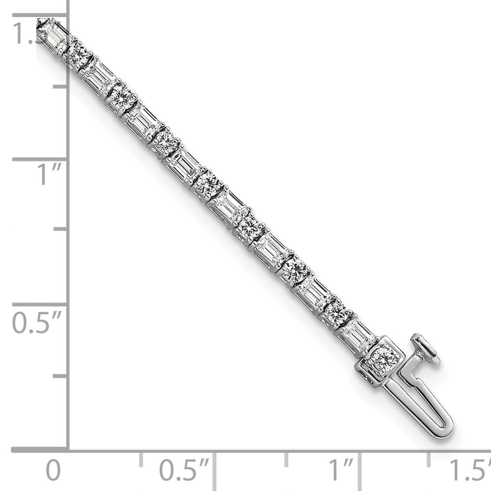14K Weißgold Zertifiziert Vs/si Fgh Im Labor Gezüchtet Smaragd und Rund Diamant Tenn