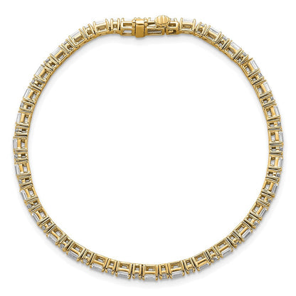 14K Gelbgold Zertifiziert Vs/si Fgh Im Labor Gezüchtet Smaragd und Rund Diamant Ten