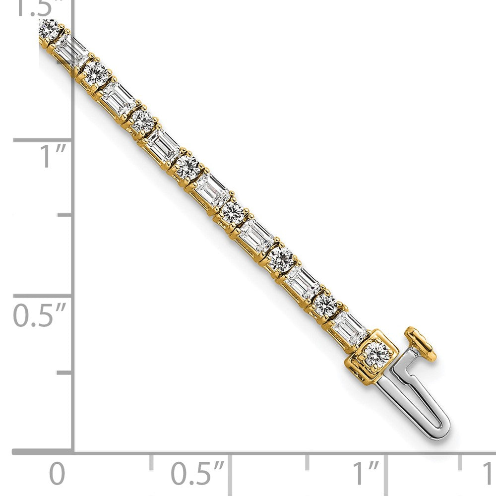 14K Gelbgold Zertifiziert Vs/si Fgh Im Labor Gezüchtet Smaragd und Rund Diamant Ten
