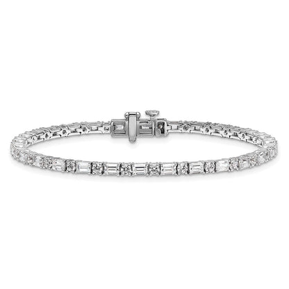 14K Weißgold 4 7/8 Karat Zertifiziert Im Labor Gezüchtet Diamant Vs/si+ G+ Komplett Smaragd und Rund Tennis Armband