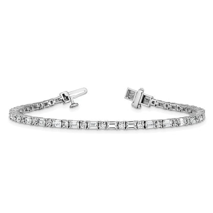 14K Weißgold 4 7/8 Karat Zertifiziert Im Labor Gezüchtet Diamant Vs/si+ G+ Komplett Smaragd und Rund Tennis Armband