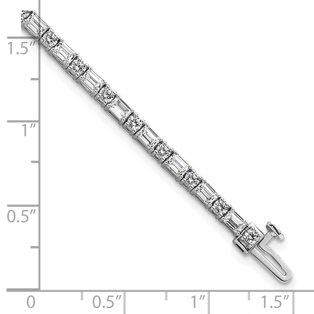 14K Weißgold 4 7/8 Karat Zertifiziert Im Labor Gezüchtet Diamant Vs/si+ G+ Komplett Smaragd und Rund Tennis Armband