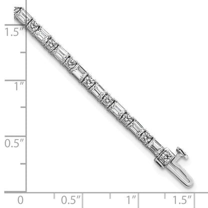 14K Weißgold 4 7/8 Karat Zertifiziert Im Labor Gezüchtet Diamant Vs/si+ G+ Komplett Smaragd und Rund Tennis Armband