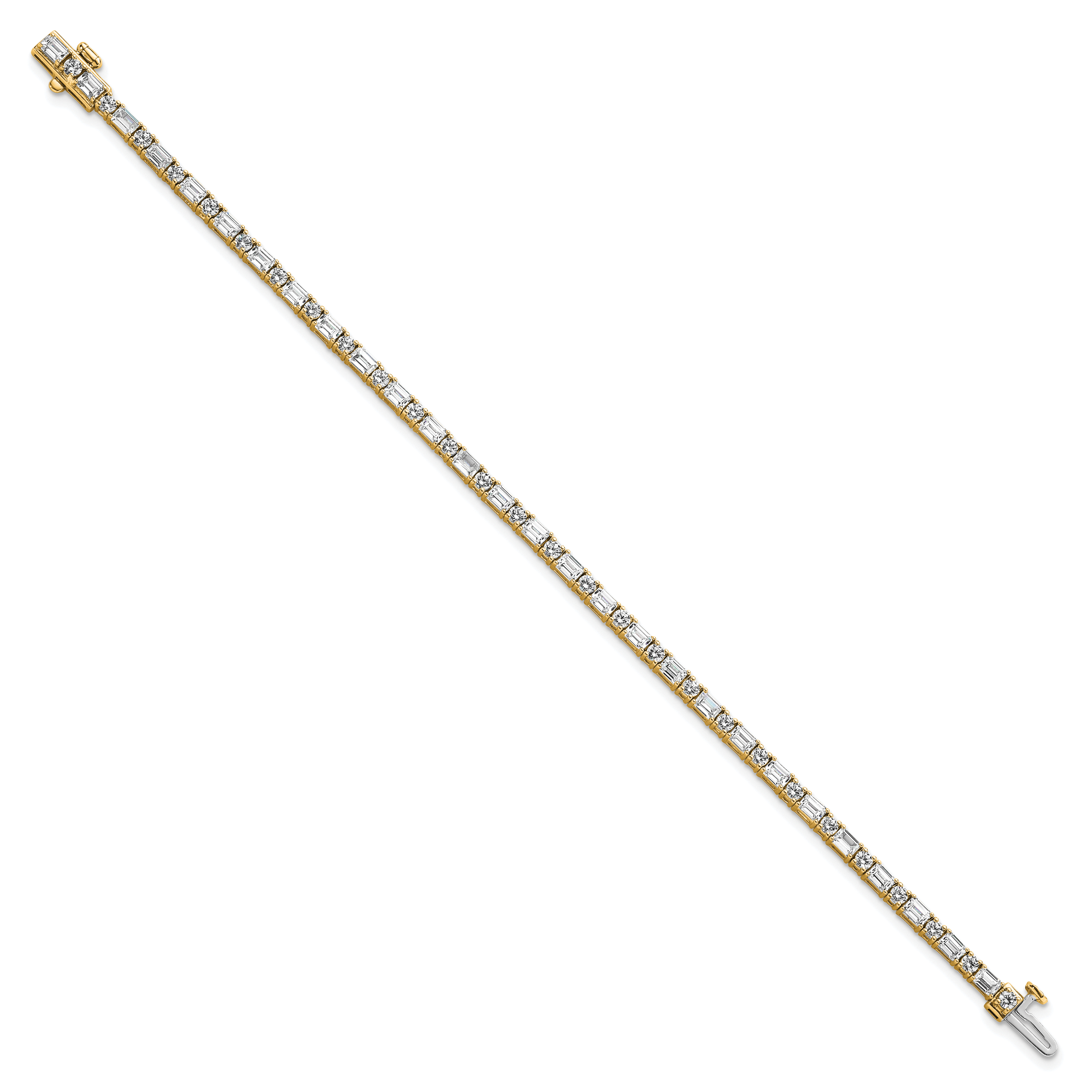14K Gelbgold 4 7/8 Karat Im Labor Gezüchtet Diamant Vs+ F+ Komplett Smaragd und Rund Tennis Armband