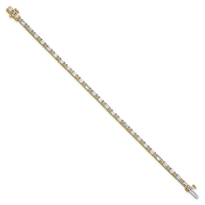 14K Gelbgold 4 7/8 Karat Im Labor Gezüchtet Diamant Vs+ F+ Komplett Smaragd und Rund Tennis Armband