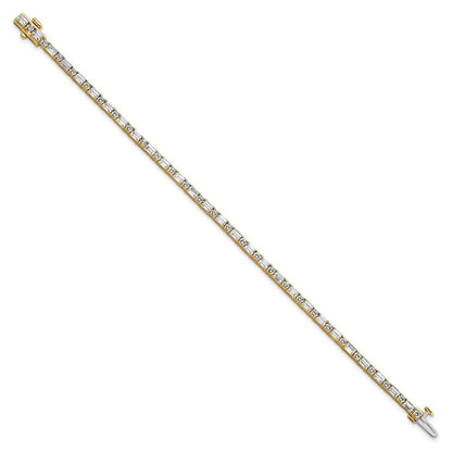14K Gelbgold 4 7/8 Karat Zertifiziert Im Labor Gezüchtet Diamant Vs/si+ G+ Komplett Smaragd und Rund Tennis Armband