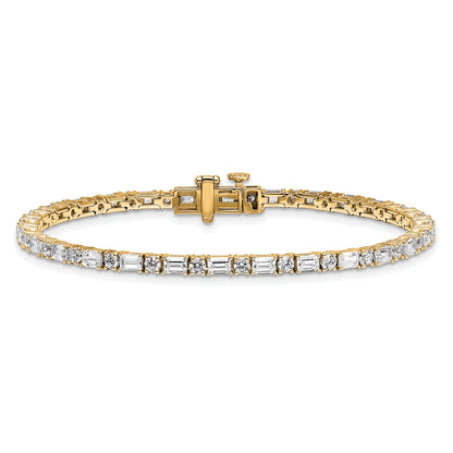 14K Gelbgold 4 7/8 Karat Im Labor Gezüchtet Diamant Vs+ F+ Komplett Smaragd und Rund Tennis Armband