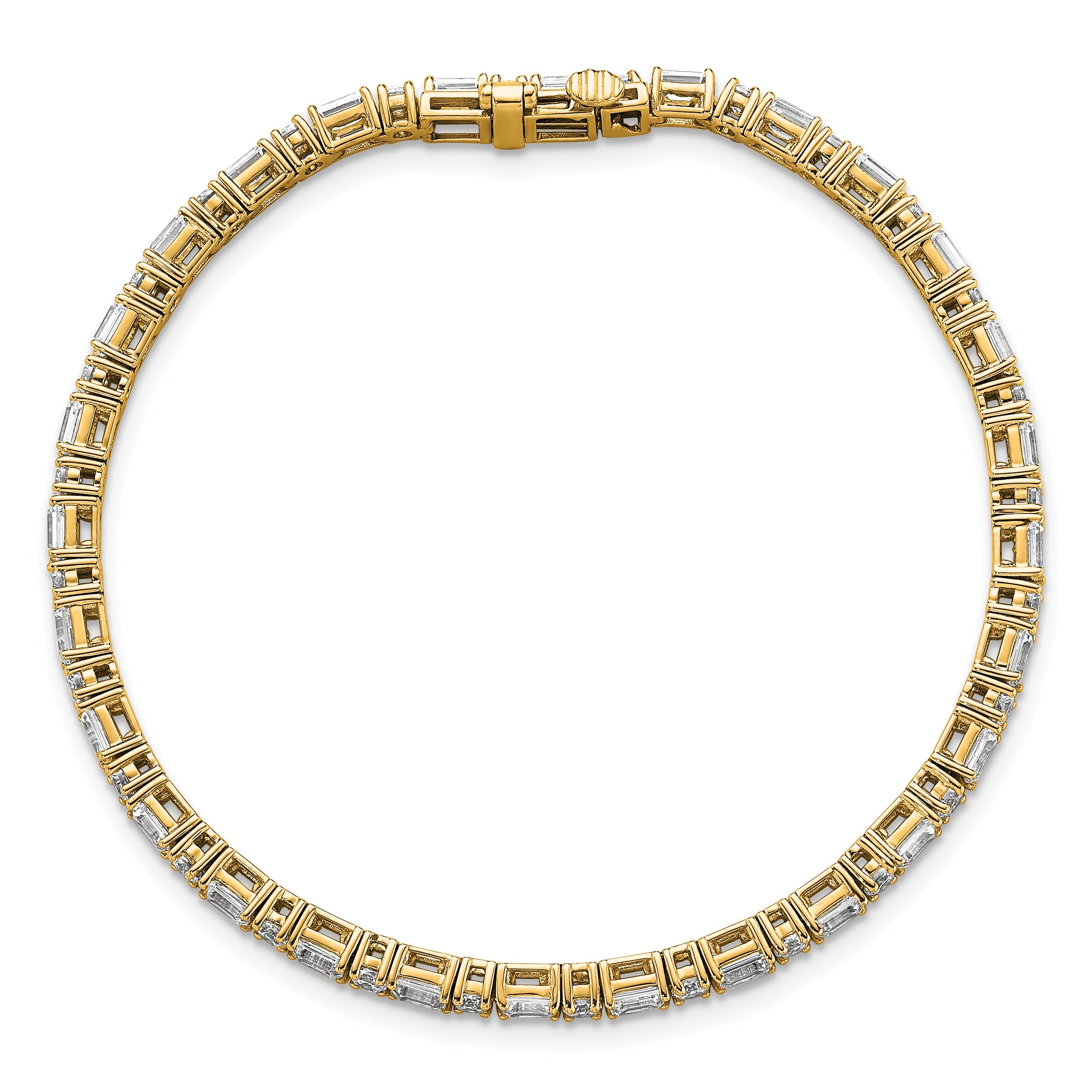 14K Gelbgold 4 7/8 Karat Im Labor Gezüchtet Diamant Vs+ F+ Komplett Smaragd und Rund Tennis Armband