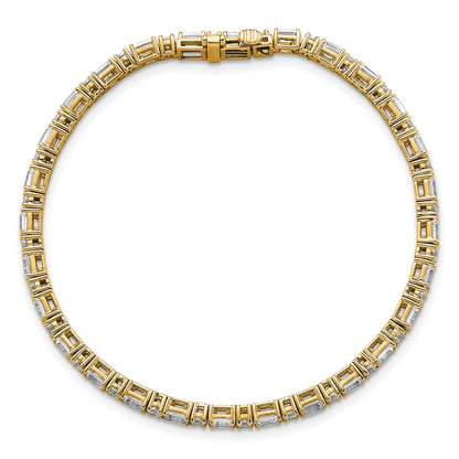 14K Gelbgold 4 7/8 Karat Im Labor Gezüchtet Diamant Vs+ F+ Komplett Smaragd und Rund Tennis Armband