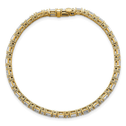 14K Gelbgold 4 7/8 Karat Zertifiziert Im Labor Gezüchtet Diamant Vs+ F+ Komplett Smaragd und Rund Tennis Armband
