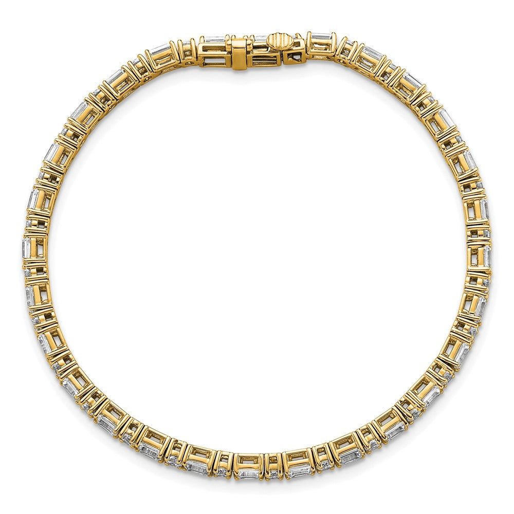 14K Gelbgold 4 7/8 Karat Zertifiziert Im Labor Gezüchtet Diamant Vs/si+ G+ Komplett Smaragd und Rund Tennis Armband