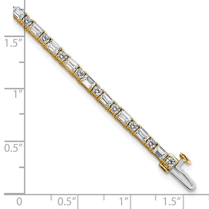14K Gelbgold 4 7/8 Karat Zertifiziert Im Labor Gezüchtet Diamant Vs+ F+ Komplett Smaragd und Rund Tennis Armband