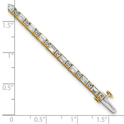 14K Gelbgold 4 7/8 Karat Im Labor Gezüchtet Diamant Vs+ F+ Komplett Smaragd und Rund Tennis Armband