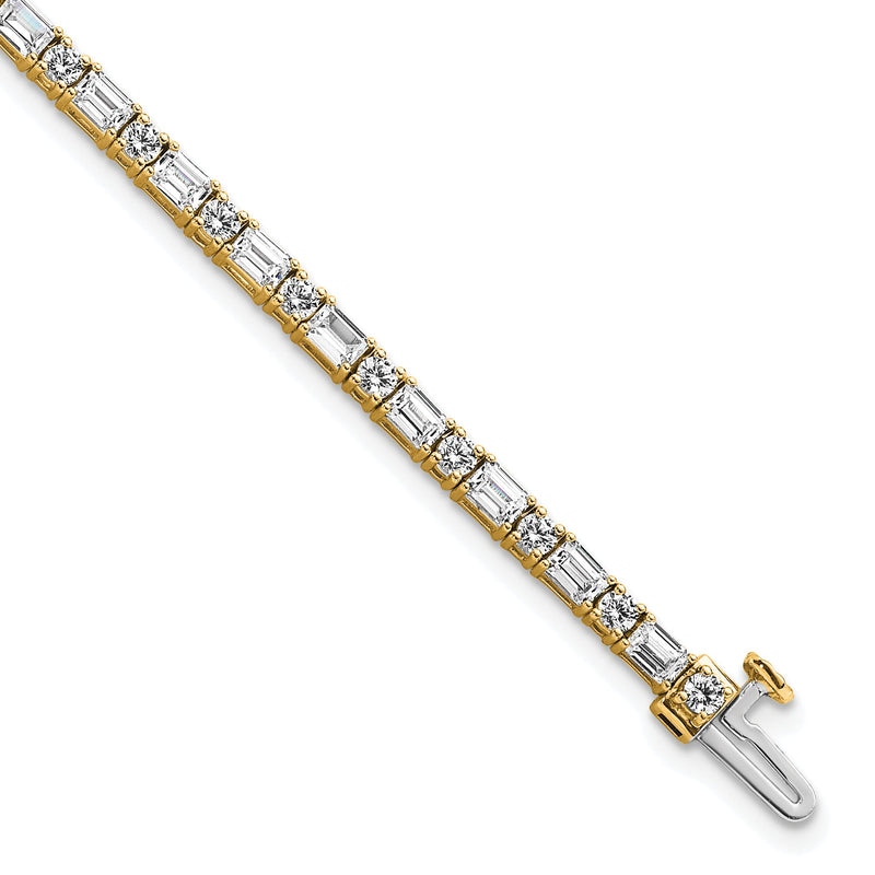 14K Gelbgold 4 7/8 Karat Im Labor Gezüchtet Diamant Vs+ F+ Komplett Smaragd und Rund Tennis Armband