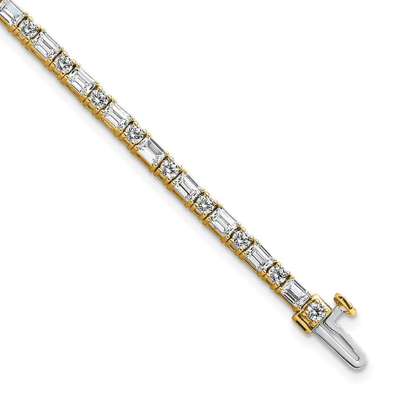 14K Gelbgold 4 7/8 Karat Zertifiziert Im Labor Gezüchtet Diamant Vs+ F+ Komplett Smaragd und Rund Tennis Armband