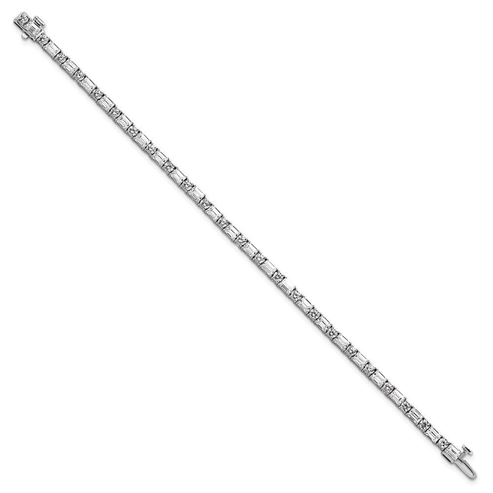 14K Weißgold 7 Karat Zertifiziert Im Labor Gezüchtet Diamant Vs/si+ G+ Komplett Smaragd und Rund Tennis Armband