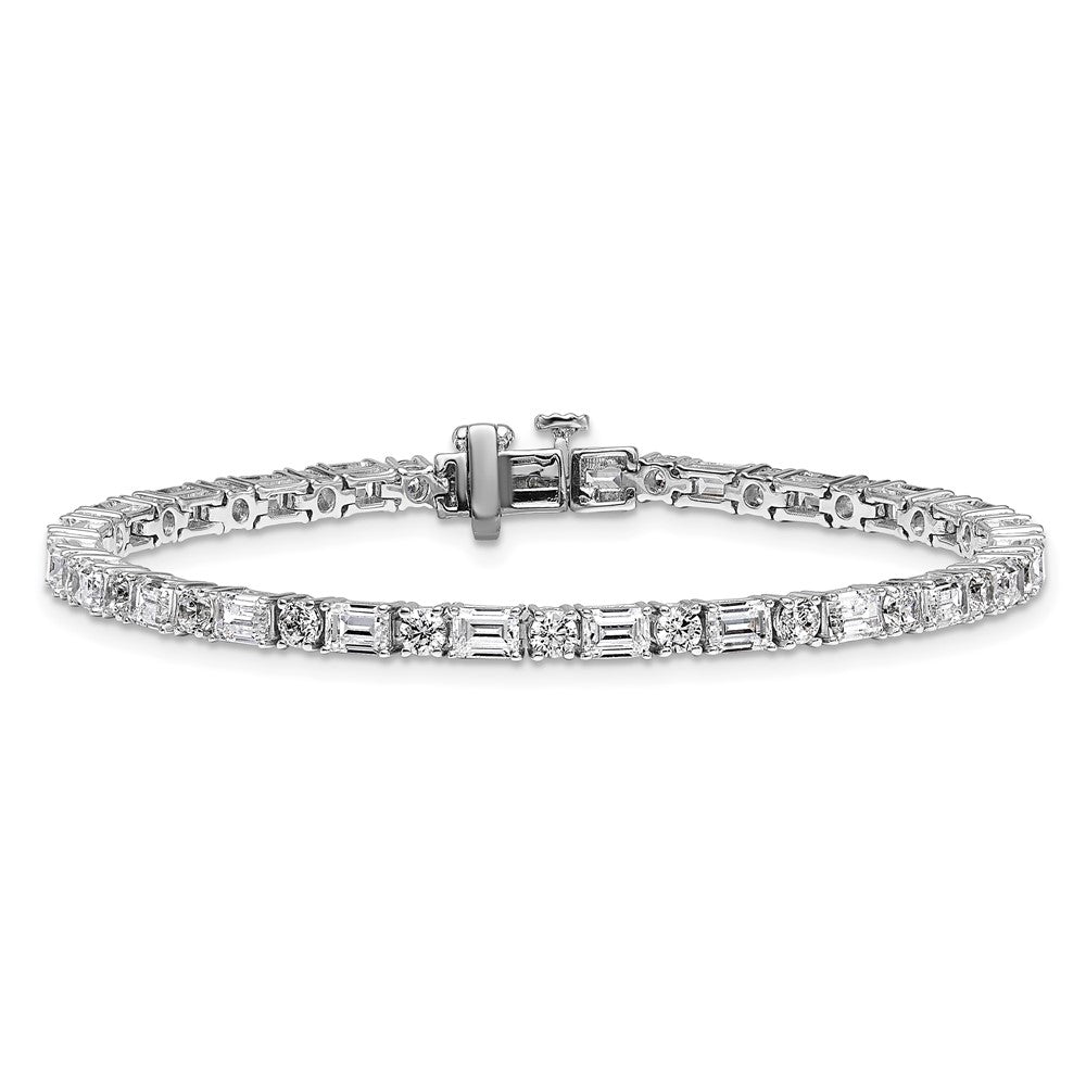 14K Weißgold 7 Karat Zertifiziert Im Labor Gezüchtet Diamant Vs/si+ G+ Komplett Smaragd und Rund Tennis Armband