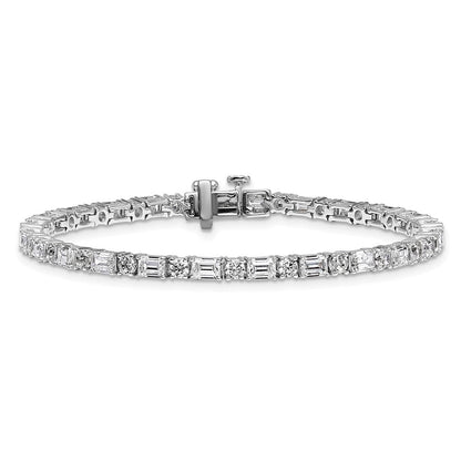 14K Weißgold 7 Karat Zertifiziert Im Labor Gezüchtet Diamant Vs/si+ G+ Komplett Smaragd und Rund Tennis Armband