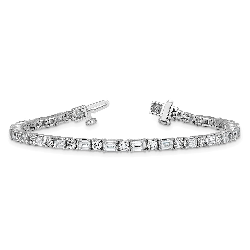 14K Weißgold 7 Karat Zertifiziert Im Labor Gezüchtet Diamant Vs/si+ G+ Komplett Smaragd und Rund Tennis Armband