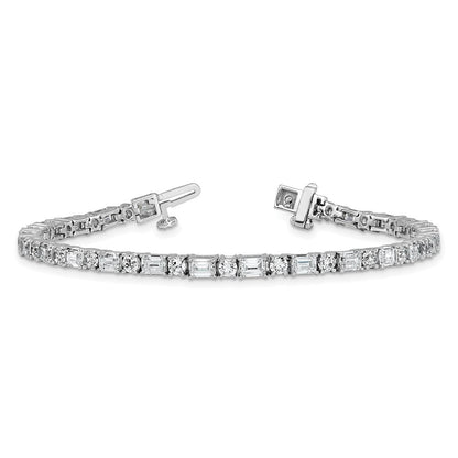 14K Weißgold 7 Karat Zertifiziert Im Labor Gezüchtet Diamant Vs+ F+ Komplett Smaragd und Rund Tennis Armband