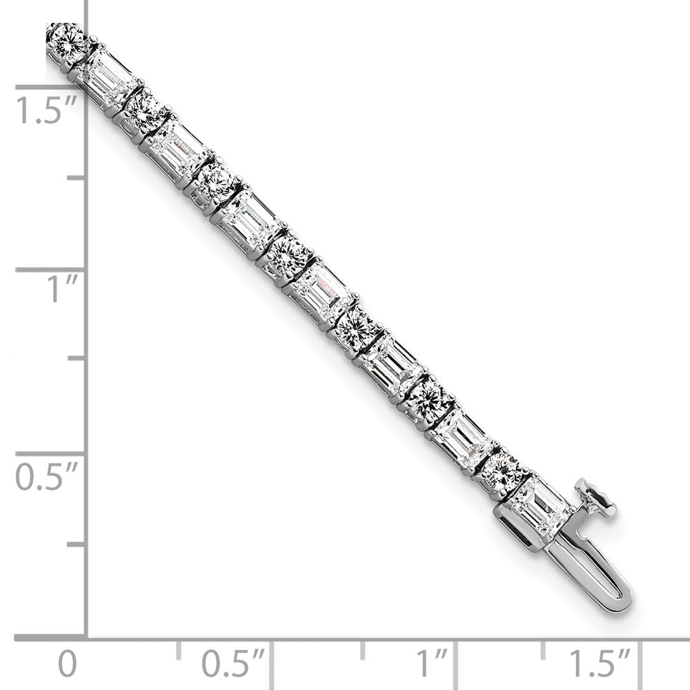 14K Weißgold 7 Karat Zertifiziert Im Labor Gezüchtet Diamant Vs/si+ G+ Komplett Smaragd und Rund Tennis Armband