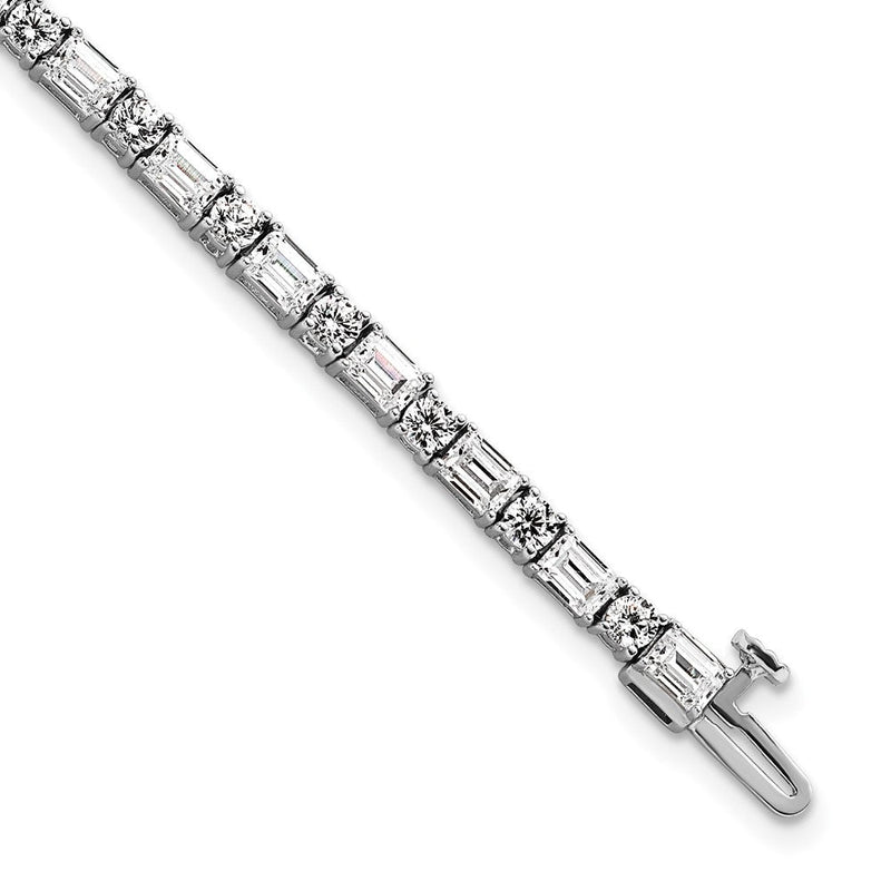 14K Weißgold 7 Karat Im Labor Gezüchtet Diamant Vs+ F+ Komplett Smaragd und Rund Tennis Armband