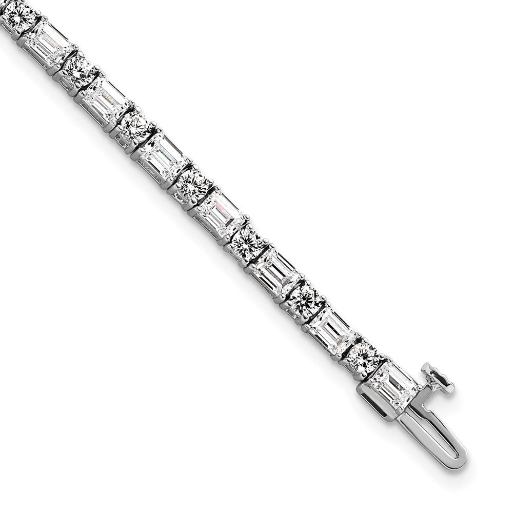 14K Weißgold 7 Karat Zertifiziert Im Labor Gezüchtet Diamant Vs/si+ G+ Komplett Smaragd und Rund Tennis Armband