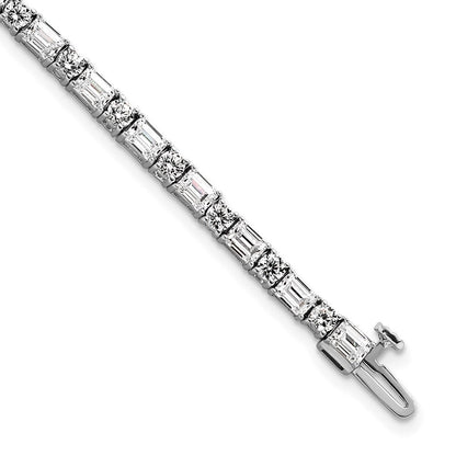 14K Weißgold 7 Karat Zertifiziert Im Labor Gezüchtet Diamant Vs+ F+ Komplett Smaragd und Rund Tennis Armband