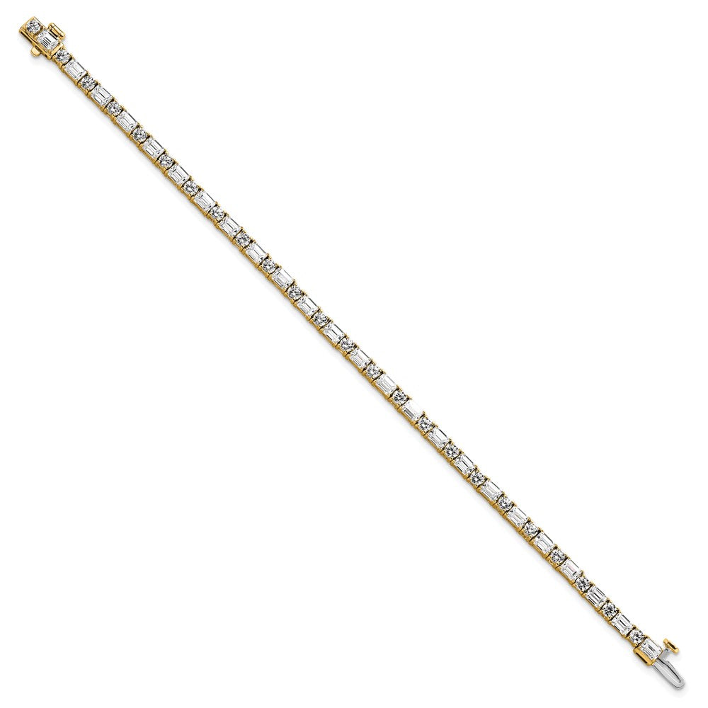 14K Gelbgold 7 Karat Zertifiziert Im Labor Gezüchtet Diamant Vs+ F+ Komplett Smaragd und Rund Tennis Armband