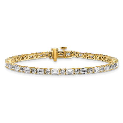 14K Gelbgold 7 Karat Zertifiziert Im Labor Gezüchtet Diamant Vs+ F+ Komplett Smaragd und Rund Tennis Armband
