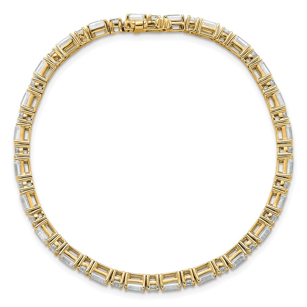 14K Gelbgold 7 Karat Zertifiziert Im Labor Gezüchtet Diamant Vs+ F+ Komplett Smaragd und Rund Tennis Armband