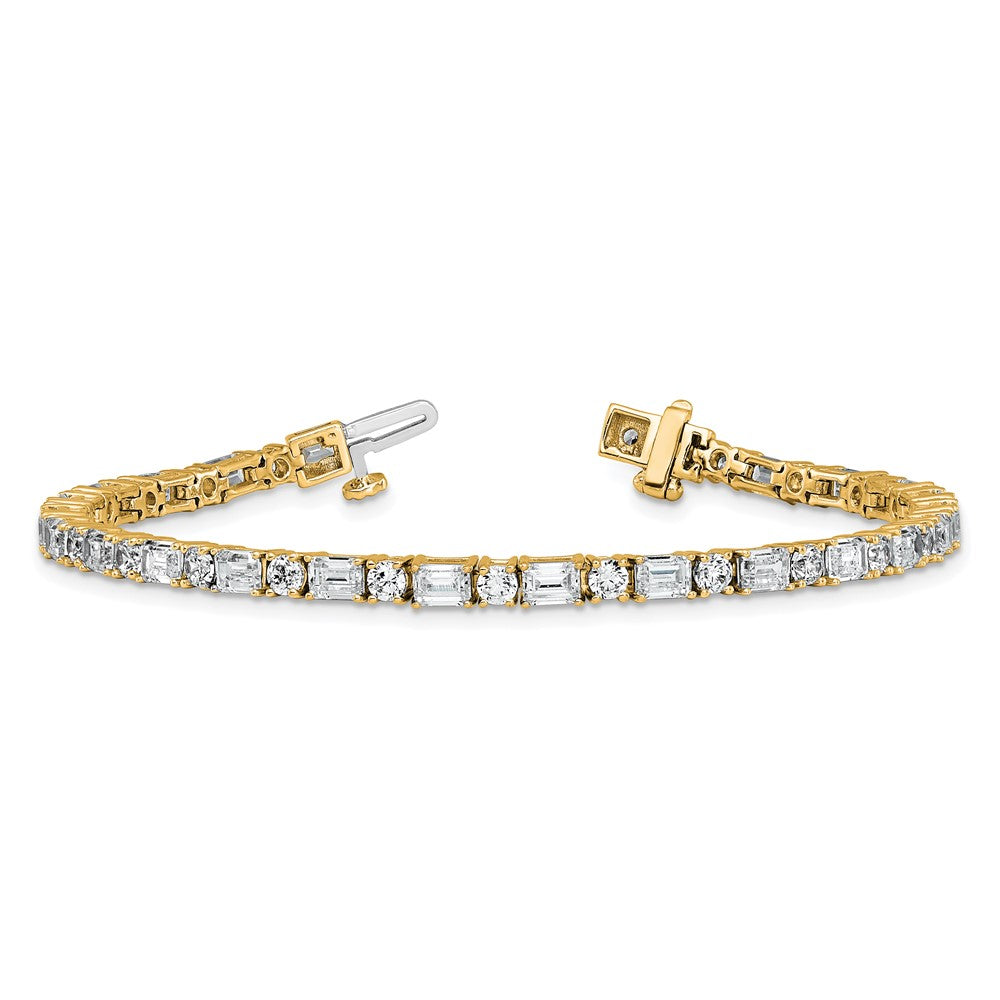 14K Gelbgold 7 Karat Zertifiziert Im Labor Gezüchtet Diamant Vs+ F+ Komplett Smaragd und Rund Tennis Armband