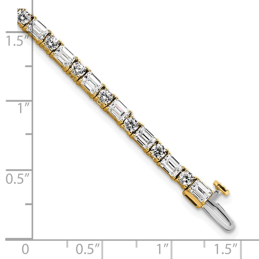 14K Gelbgold 7 Karat Zertifiziert Im Labor Gezüchtet Diamant Vs+ F+ Komplett Smaragd und Rund Tennis Armband