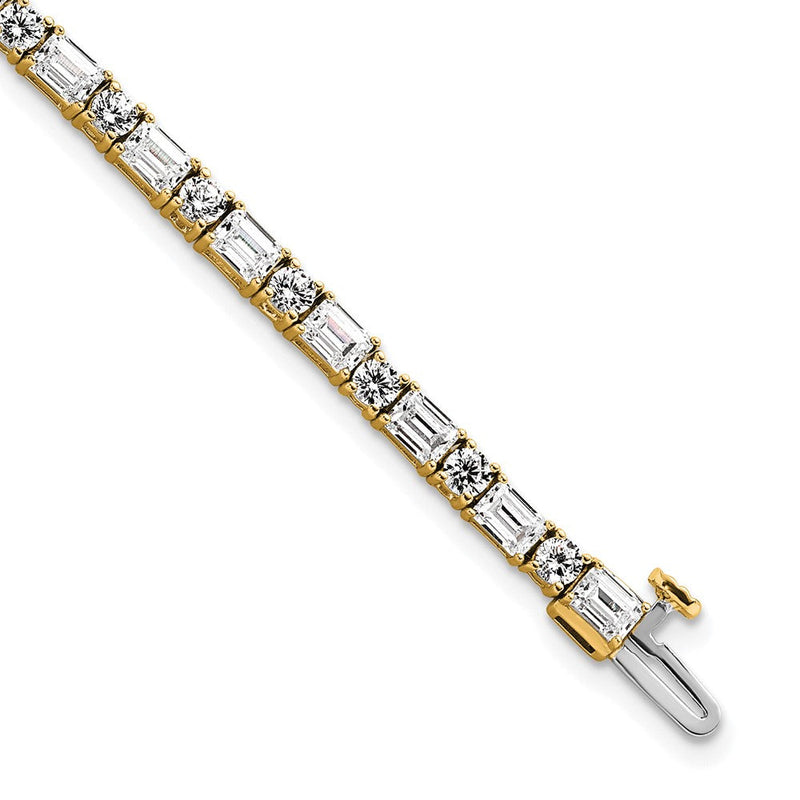 14K Gelbgold 7 Karat Im Labor Gezüchtet Diamant Vs/si+ G+ Komplett Smaragd und Rund Tennis Armband