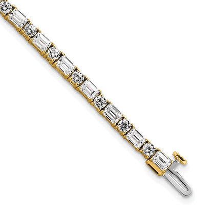 14K Gelbgold 7 Karat Zertifiziert Im Labor Gezüchtet Diamant Vs+ F+ Komplett Smaragd und Rund Tennis Armband