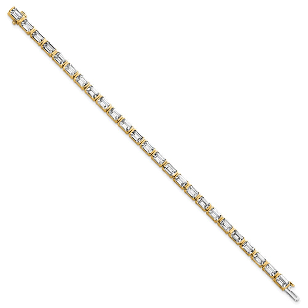 14K Gelbgold Zertifiziert ct Vs Def Im Labor Gezüchtet Smaragd Diamant Tennis Armband
