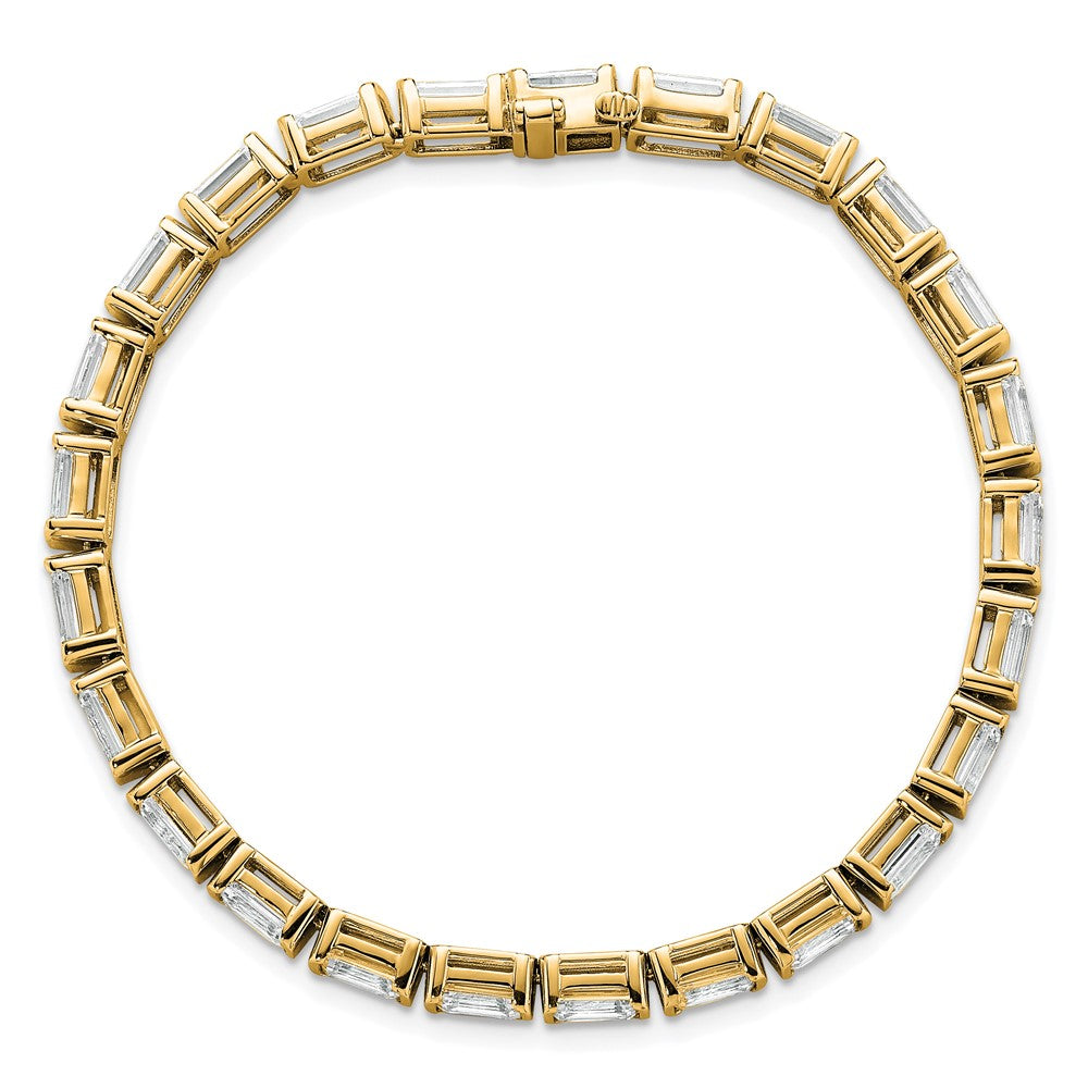 14K Gelbgold Zertifiziert ct Vs Def Im Labor Gezüchtet Smaragd Diamant Tennis Armband