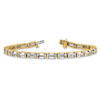 14K Gelbgold Zertifiziert ct Vs Def Im Labor Gezüchtet Smaragd Diamant Tennis Armband