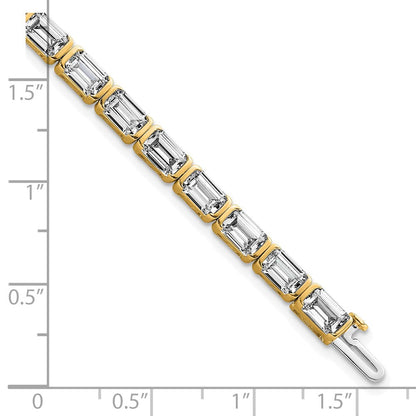 14K Gelbgold Zertifiziert ct Vs Def Im Labor Gezüchtet Smaragd Diamant Tennis Armband