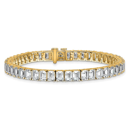 14K Gelbgold Zertifiziert ct Vs/si Fgh Im Labor Gezüchtet Smaragd Diamant Tennis Br