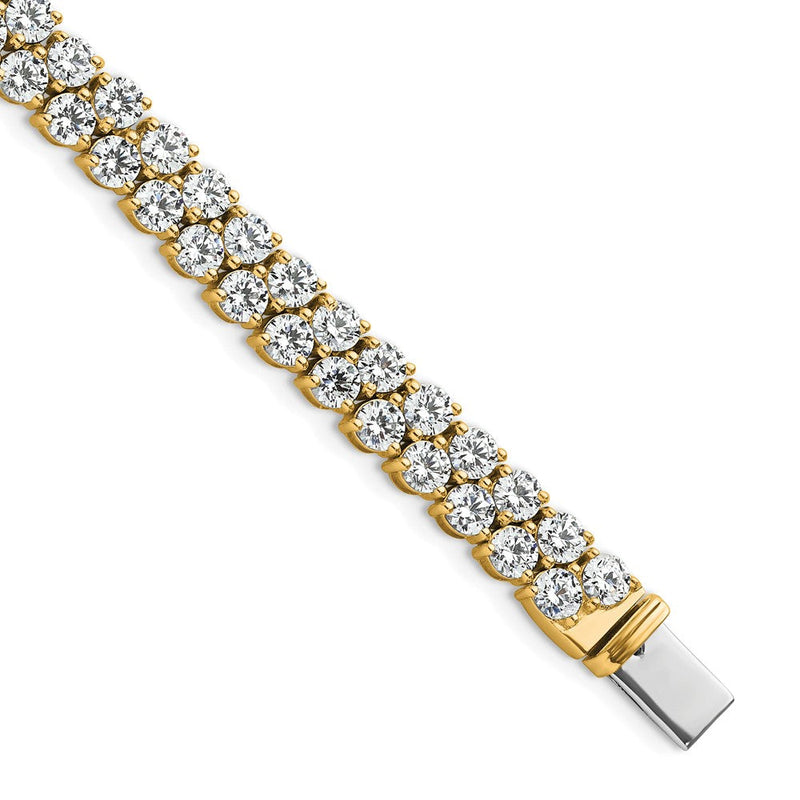 14K Gelbgold 10 1/2 Karat Im Labor Gezüchtet Diamant Vs/si+ G+ Komplett Rund Doppelt Reihe Tennis Armband