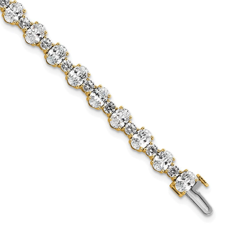 14K Gelbgold 11 Karat Im Labor Gezüchtet Diamant Vs/si+ G+ Komplett Oval und Rund Tennis Armband