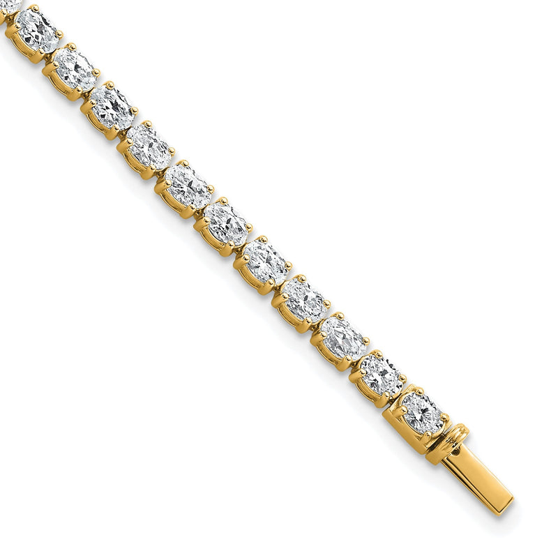 14K Gelbgold Zertifiziert Vs/si Fgh Im Labor Gezüchtet Oval Diamant Tennis Armband